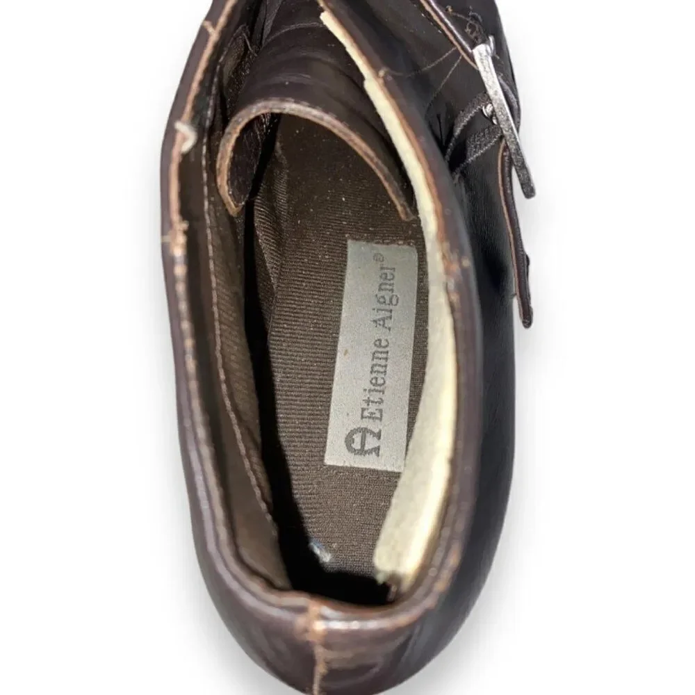 Etienne Aigner Showtime Ankle Boots Brown‎ Leather Women's 8.5